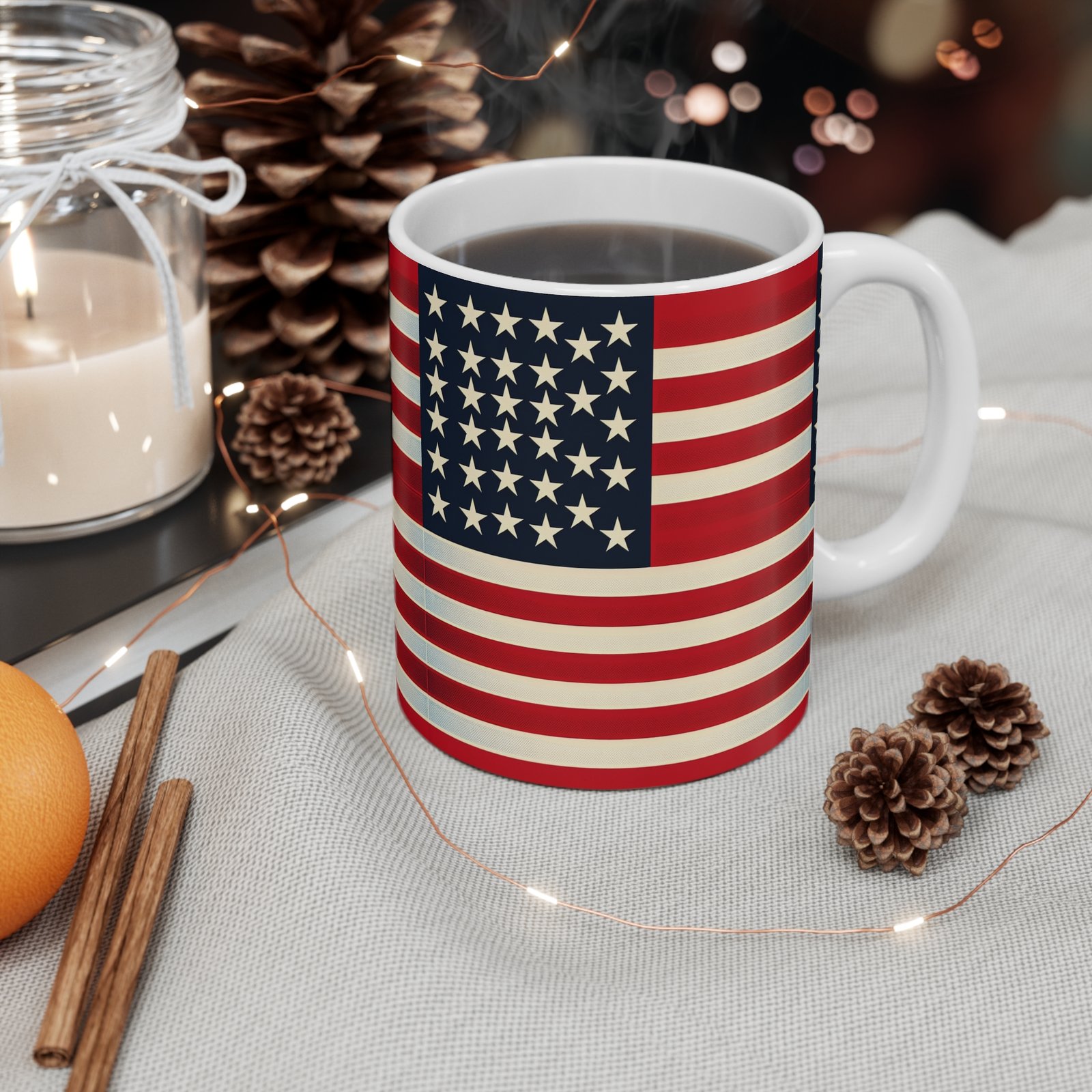 Patriotic Mug 11oz with American Flag Design - Microwave and Dishwasher Safe - Image 4